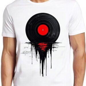 Melting Vinyl Dripping Cool Record DJ Music Gift Tee – Graphic Music T-Shirt